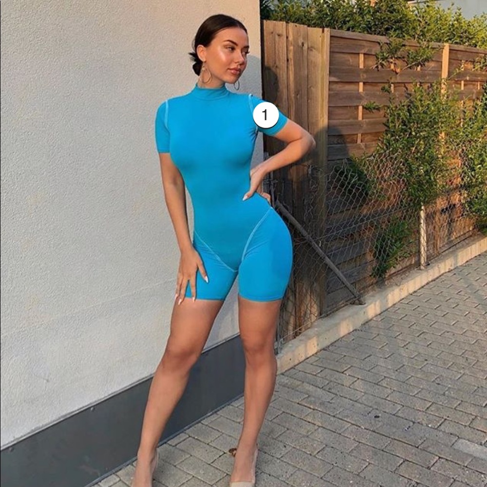 Turquoise bodycon romper